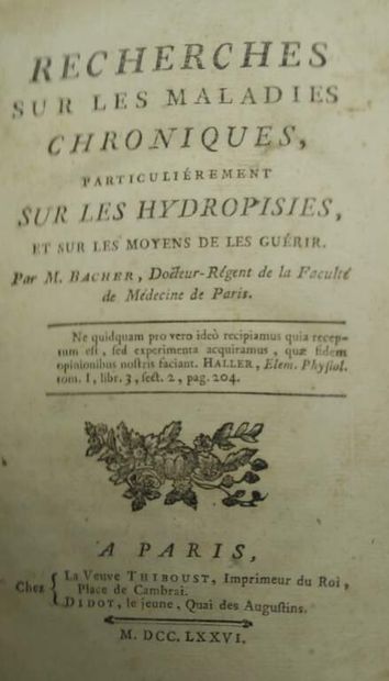 BACHER, Georges Frédéric. Recherches sur...