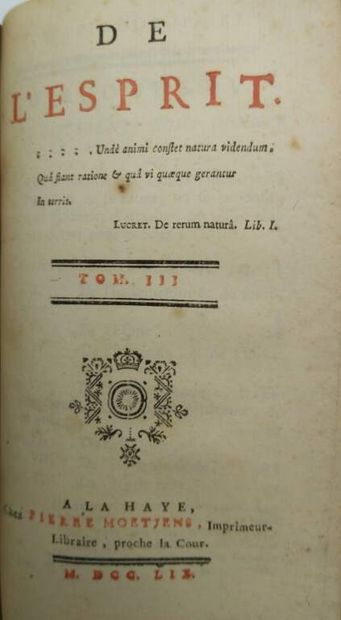 HELVETIUS, Claude-Adrien. De l'Esprit.
Published...