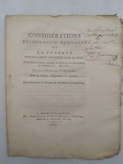 [MANETTE - MEDICINE]. Set of 5 theses including:...