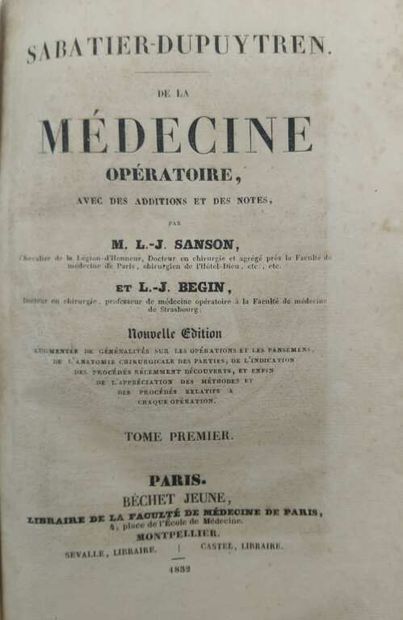 SABATIER-DEPUYTREN, R. B.. De la médecine...