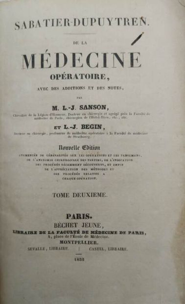 SABATIER-DEPUYTREN, R. B.. De la médecine...