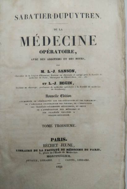 SABATIER-DEPUYTREN, R. B.. De la médecine...