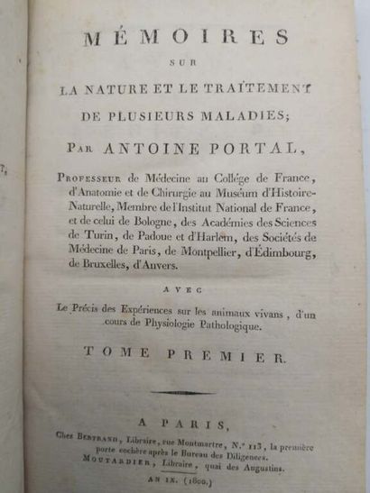 PORTAL, Antoine. Mémoires sur la nature et...