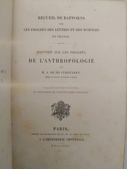 QUATREFAGES, Armand de. Recueil de rapports...
