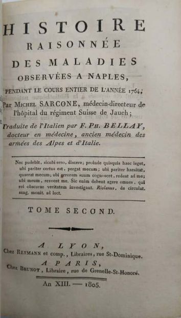 SARCONE, Michel. Histoire raisonnée des maladies...