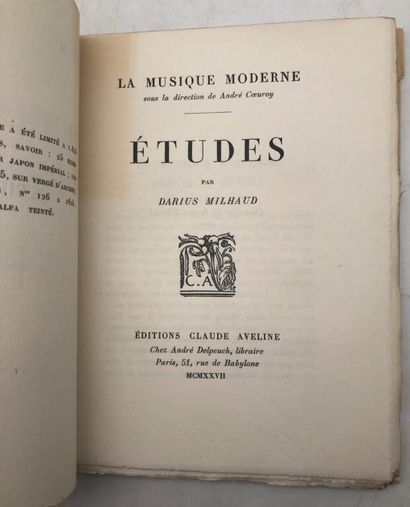 MILHAUD, Darius. Etudes.
Published in Paris...
