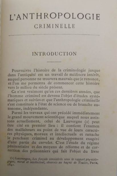 FRANCOTTE, Xavier. L' Anthropologie criminelle.
Published...