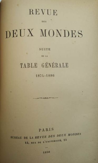 REVUE DES DEUX MONDES. Table générale (1831-1893).
Published...