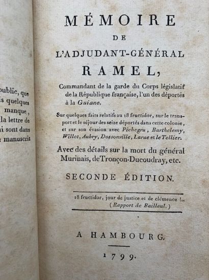 RAMEL, Jean-Pierre. Mémoire de l'adjudant-général...