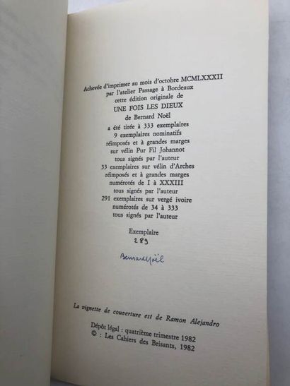 NOËL, Bernard. Une fois les dieux.
Published...