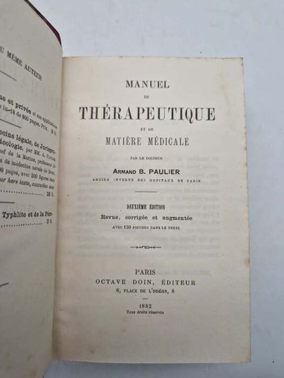PAULIER, Armand. Manuel de Thérapeutique...
