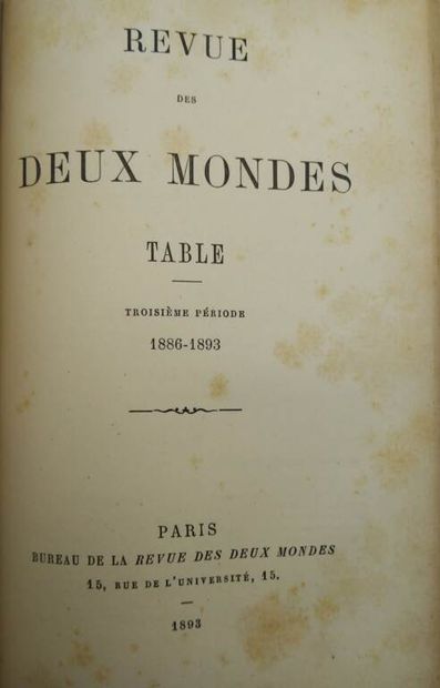REVUE DES DEUX MONDES. Table générale (1831-1893).
Published...