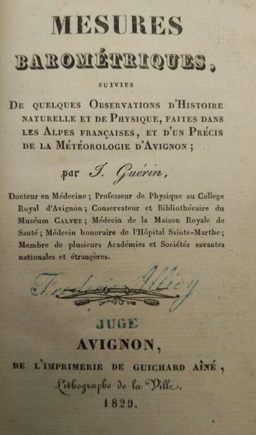 GUERIN, Joseph. Barometric measurements,...