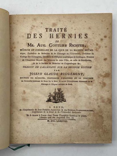 GOTTLIEB RICHTER, August. Treatise on hernias.
Published...