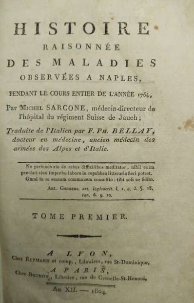 SARCONE, Michel. Histoire raisonnée des maladies...