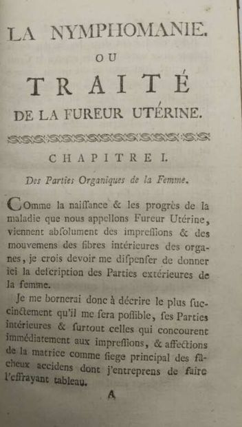 BIENVILLE, J.D.T. de. La Nymphomanie, ou,...