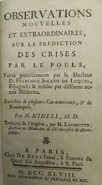 NIHELL, James. Observations Nouvelles Et...
