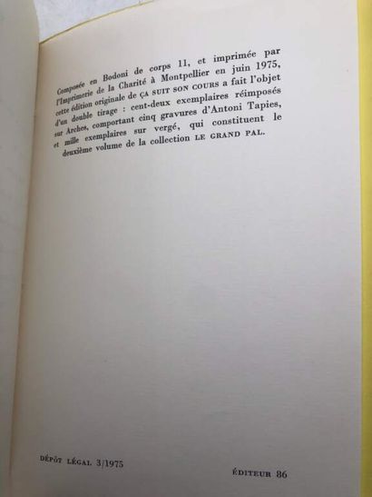 JABES, Edmond and TAPIES, Antoni. Ça suit...