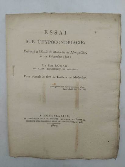 [MANETTE - MEDICINE]. Set of 5 theses including:...