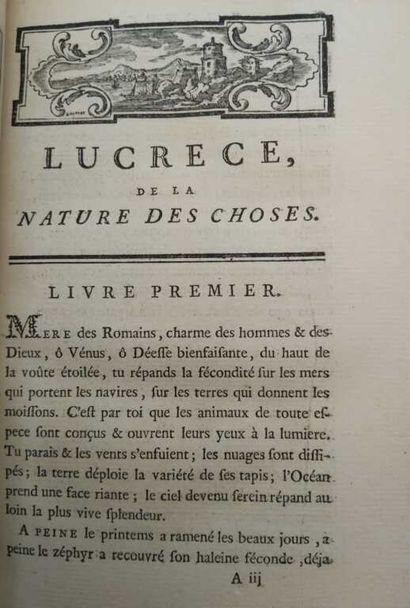 LUCRECE. De la Nature des Choses.
Published...