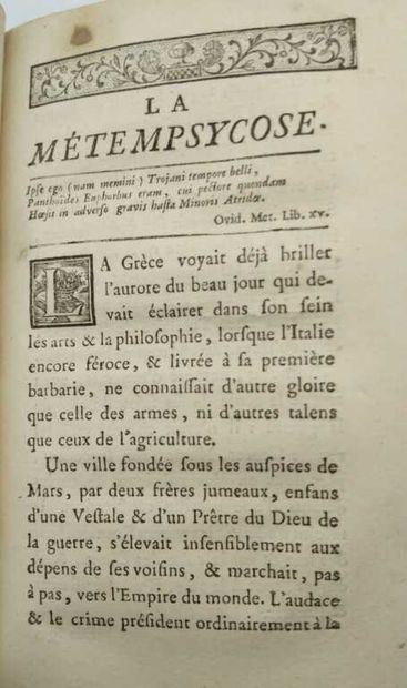 OLIVIER, Jean. La Métempsycose, a speech...