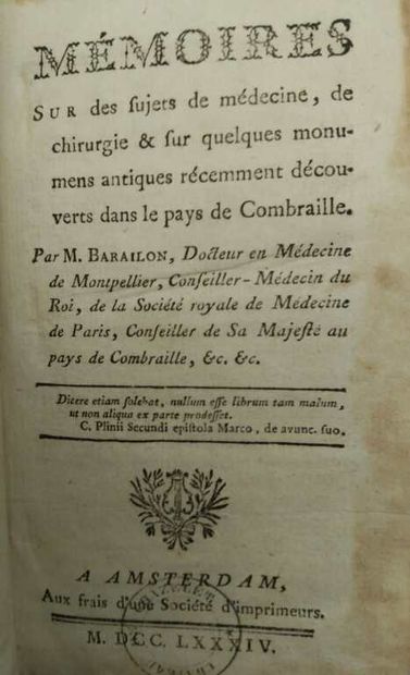 BARAILON, Jean-François. Mémoires sur des...