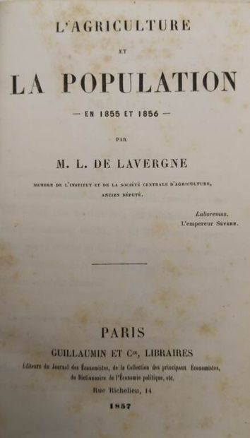 LAVERGNE, Léonce de. Set of 3 volumes including:...