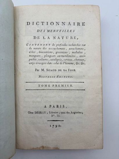 SIGAUD DE LAFOND, Joseph-Aignan. Dictionnaire...