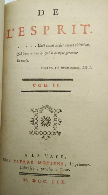 HELVETIUS, Claude-Adrien. De l'Esprit.
Published...