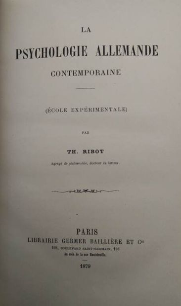 RIBOT, Théodule. Set of 2 volumes including:...