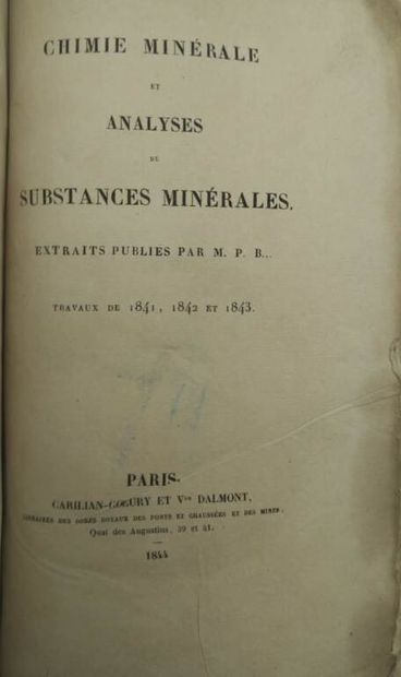 BERTHIER, Pierre. Chimie minérale et analyses...