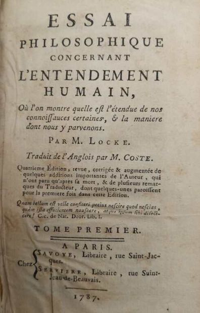 LOCKE, John. Essai philosophique concernant...