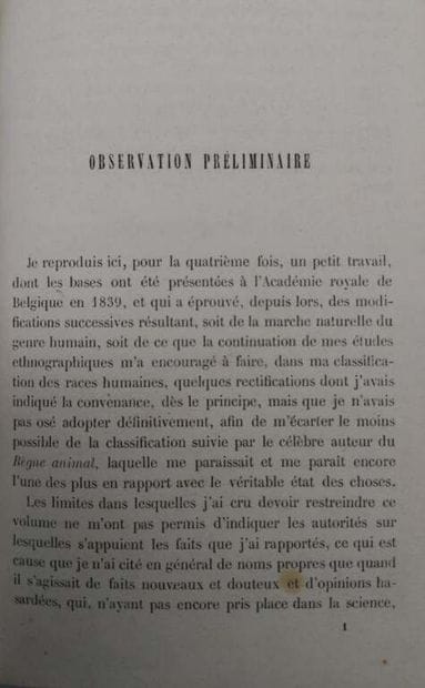 OMALIUS D'HALLOY, Jean Julien d'. Des races...