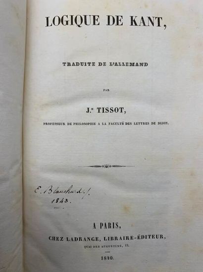 KANT, Emmanuel and TISSOT, Joseph. Logique...