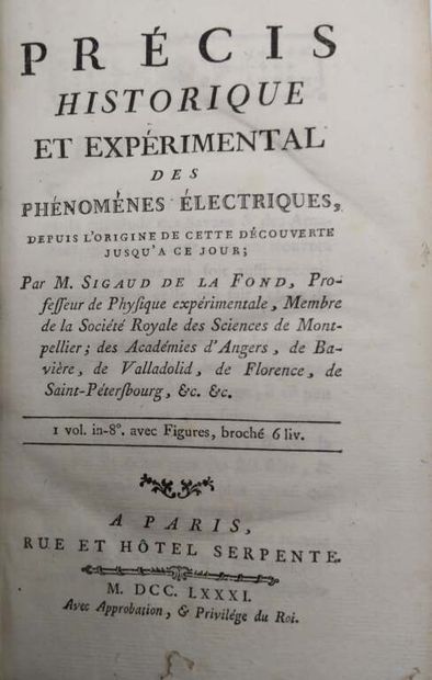SIGAUD DE LA FOND, Joseph-Aignan. Précis...