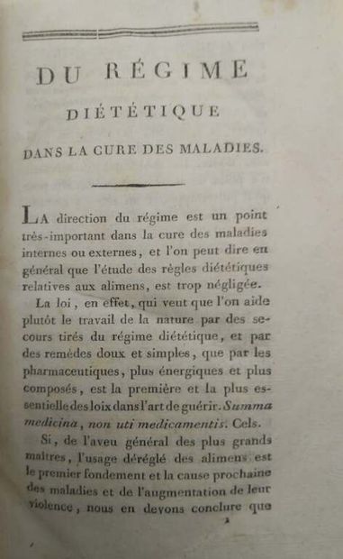 TISSOT, Clément Joseph. Du régime diététique...