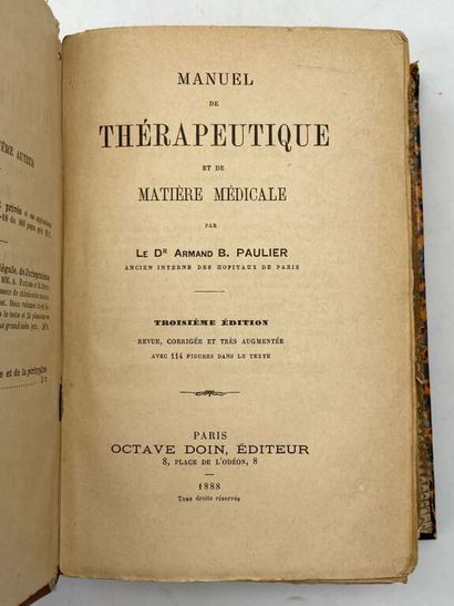 PAULIER, Armand. Manuel de thérapeutique...