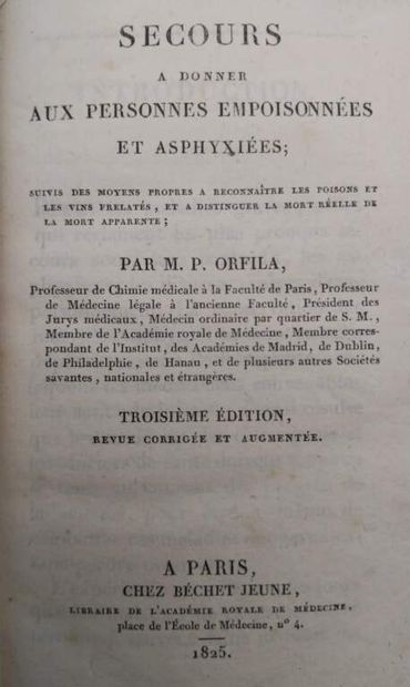ORFILA, Mathieu-Joseph-Bonaventure. Secours...