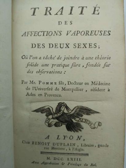 POMME, Pierre. Traité des affections vaporeuses...