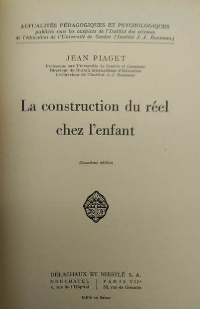 PIAGET, Jean. Set of 4 volumes including:...
