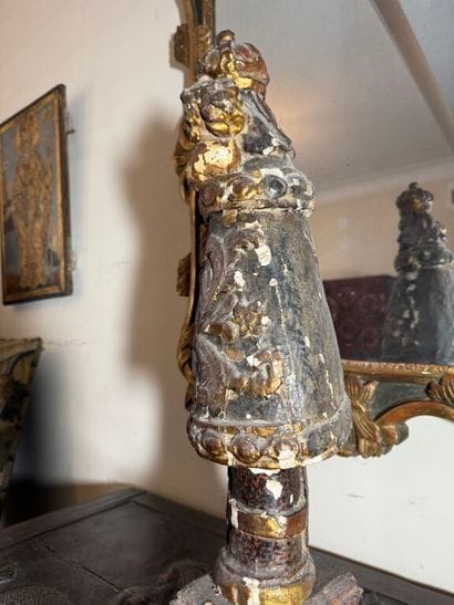 Virgin with mantle in wood carved in the...