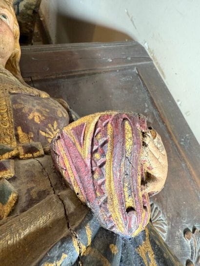 Holy crowned woman in carved, polychromed...