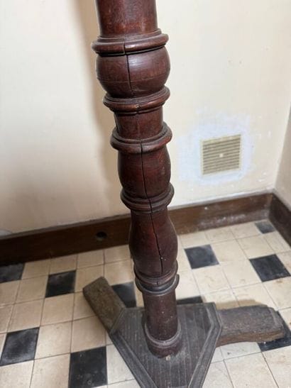 Carved wooden lectern, the shaft with ringed...