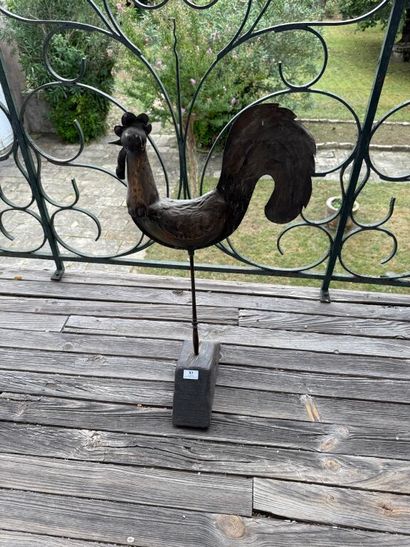 Sheet metal steeple rooster mounted on a...