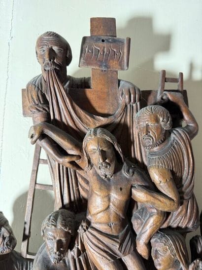 Descent from the Cross in wood carved in...
