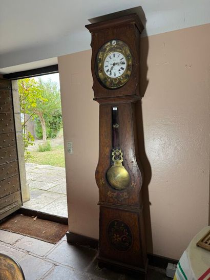 Comtoise in natural wood with polychrome...