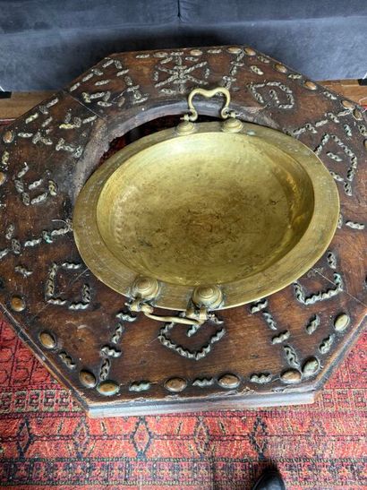Octagonal brazier table in natural wood with...