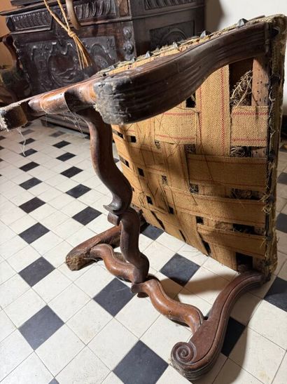 Pair of armchairs in molded natural wood,...
