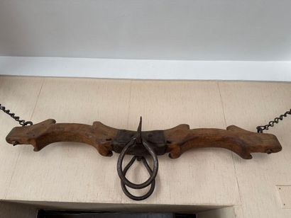Ox yoke in natural wood and wrought iron....