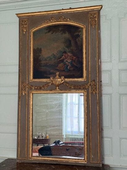 Moulded gilded and grey relacquered wood...